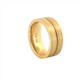 14K Gold Mens Center Groove Band