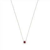 14K Gold Ruby Diamond Halo Pendant Necklace