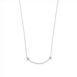 14K Gold Smile Bar Diamond Pendant Necklace