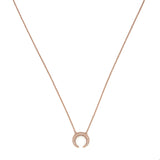 14K Gold South Crescent Diamond Pave Pendant Necklace