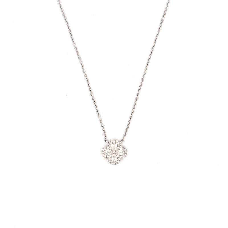 14K Gold Clover Shape Diamond Pendant