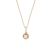14K Gold Diamond Round Halo Setting Pendant Necklace