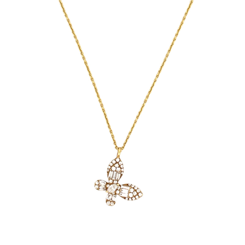 14K Gold Butterfly Cluster Diamond Pendant