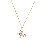14K Gold Butterfly Cluster Diamond Pendant