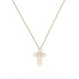14K Gold Diamond Prong Set Cross Pendant Necklace