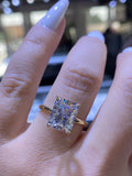 14K Gold 4.00 Carat Radiant Cut Moissanite Solitaire Engagement Ring