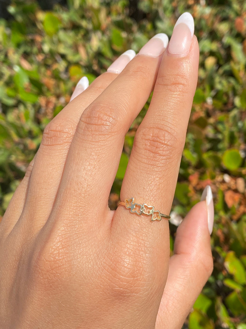 14K Gold Hollow Butterfly Band