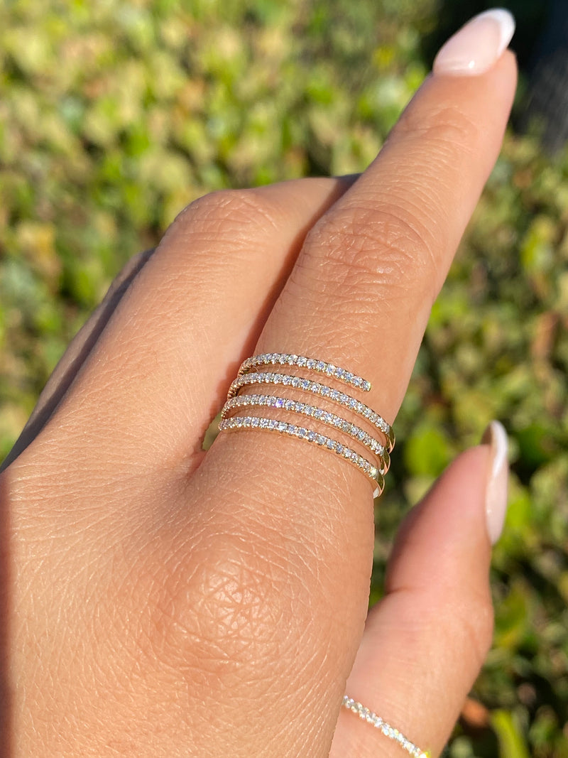 14K Gold Wrapped Prong Diamond Ring