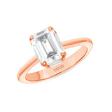 14k Gold Emerald Cut Natural Diamond, Baguette Under Halo Engagement Ring