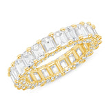 14K Gold Diamond Emerald U-Prong Eternity Band