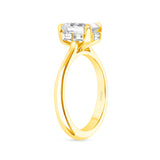 14k Gold Emerald Cut Natural Diamond, Baguette Under Halo Engagement Ring