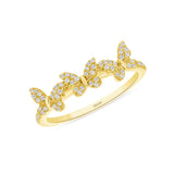 14K Gold Diamond Butterfly Stackable Band