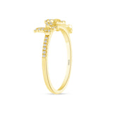 14K Gold Diamond Butterfly Stackable Band