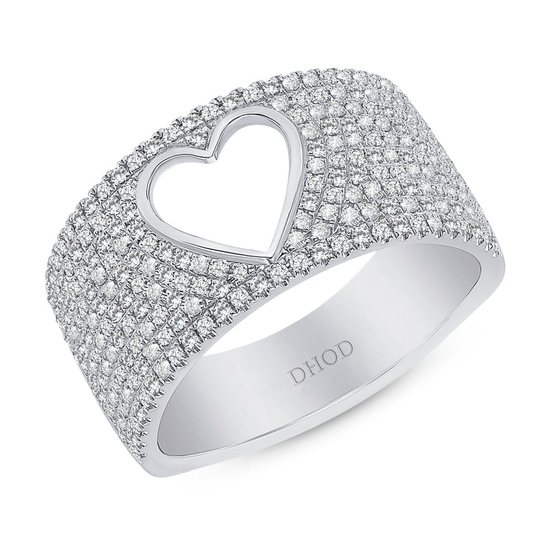 14K Gold Heart Diamond Pave Ring