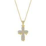 14K Gold Diamond Drip Cross Pendant