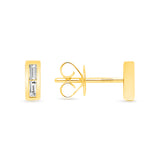 14K Gold Diamond Baguette Earrings