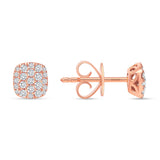14K Gold Diamond Cushion Cluster Studs