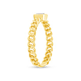 14K Gold Cuban Emerald Diamond Bezel Ring