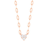 14k Gold Paperclip 3-Round Heart Diamond Necklace