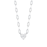 14k Gold Paperclip 3-Round Heart Diamond Necklace