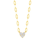 14k Gold Paperclip 3-Round Heart Diamond Necklace