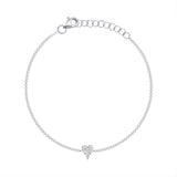 14K Gold Single Heart Pavé Diamond Bracelet