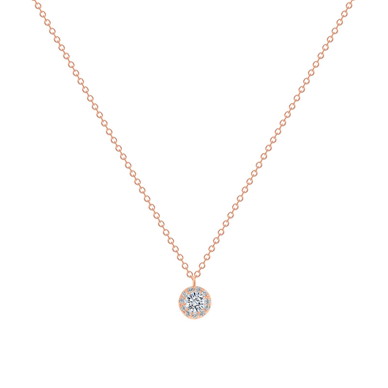 14K Gold Diamond Round Halo Pendant