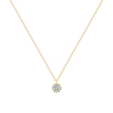 14K Gold Diamond Round Halo Pendant