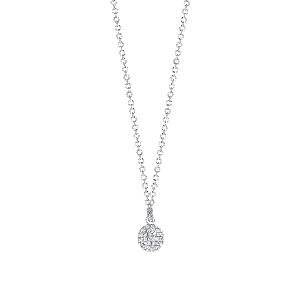 9ct White Gold Black Diamond Ball Pendant Necklace - London Road Jewellery