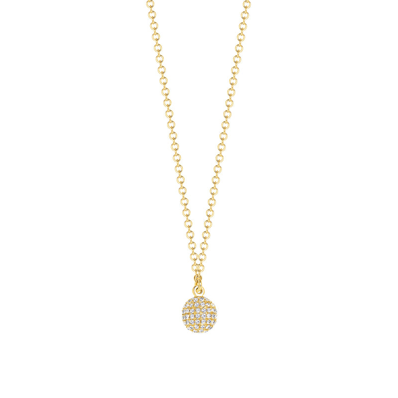 14k Gold Pavé Diamond Ball Necklace