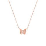 14k Gold Butterfly Pavé Diamond Necklace