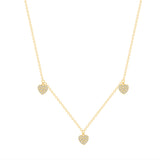 14K Gold 3 Diamond Heart Necklace