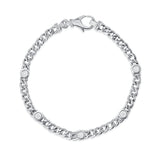 14k Gold Cuban Single Bezel Diamond Bracelet