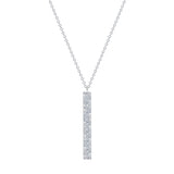 14K Gold Bar with Round and Baguette Diamond Pendant