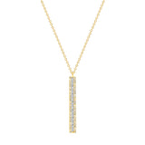 14K Gold Bar with Round and Baguette Diamond Pendant