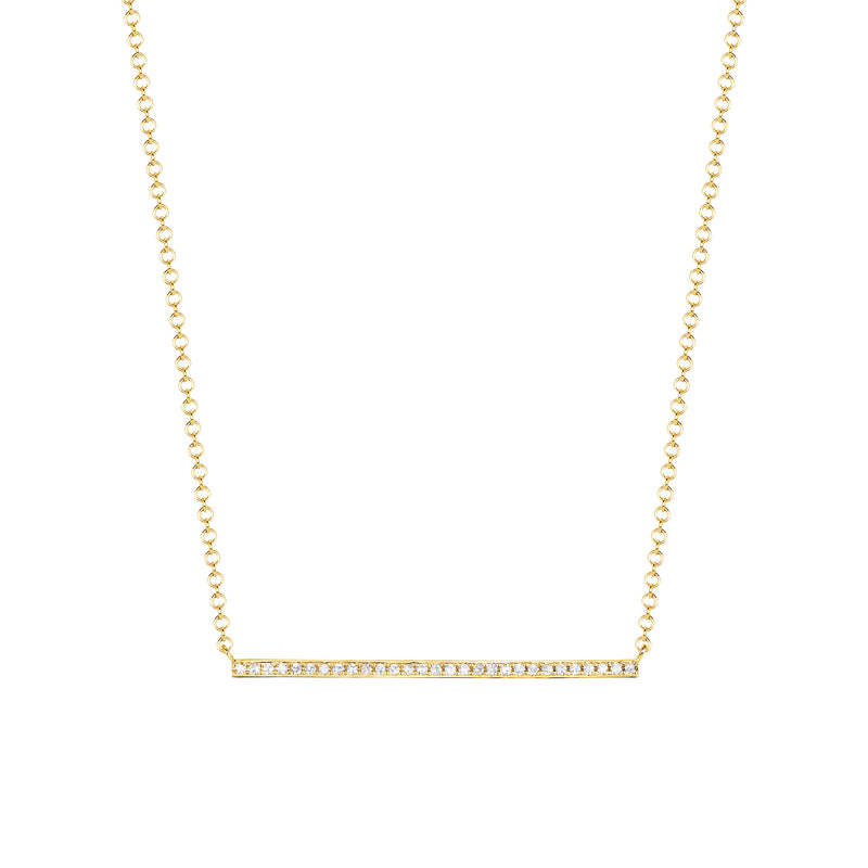 14k Gold Diamond Pavé Bar Necklace