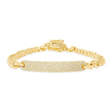 14K Gold Cuban with Diamond Bar Bracelet