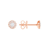 14K Gold Round Halo Stud Diamond Earrings