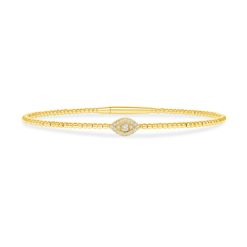 14K Gold Bubble Evil Eye Diamond Bangle
