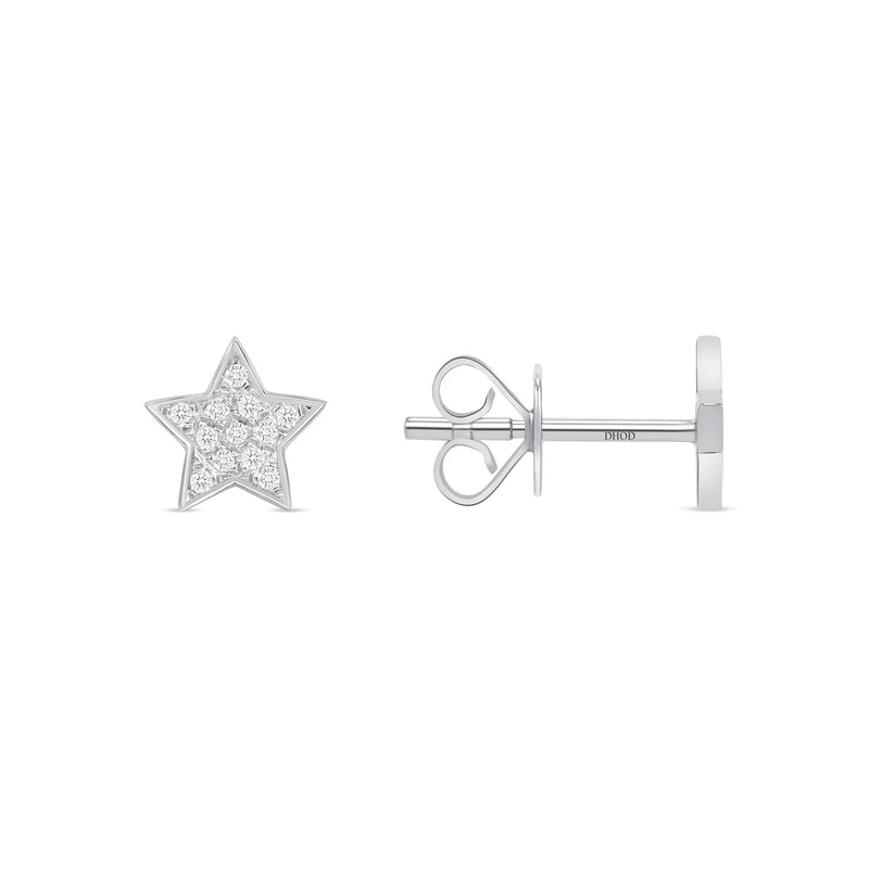 14k Gold Star Pavé Diamond Stud Earrings