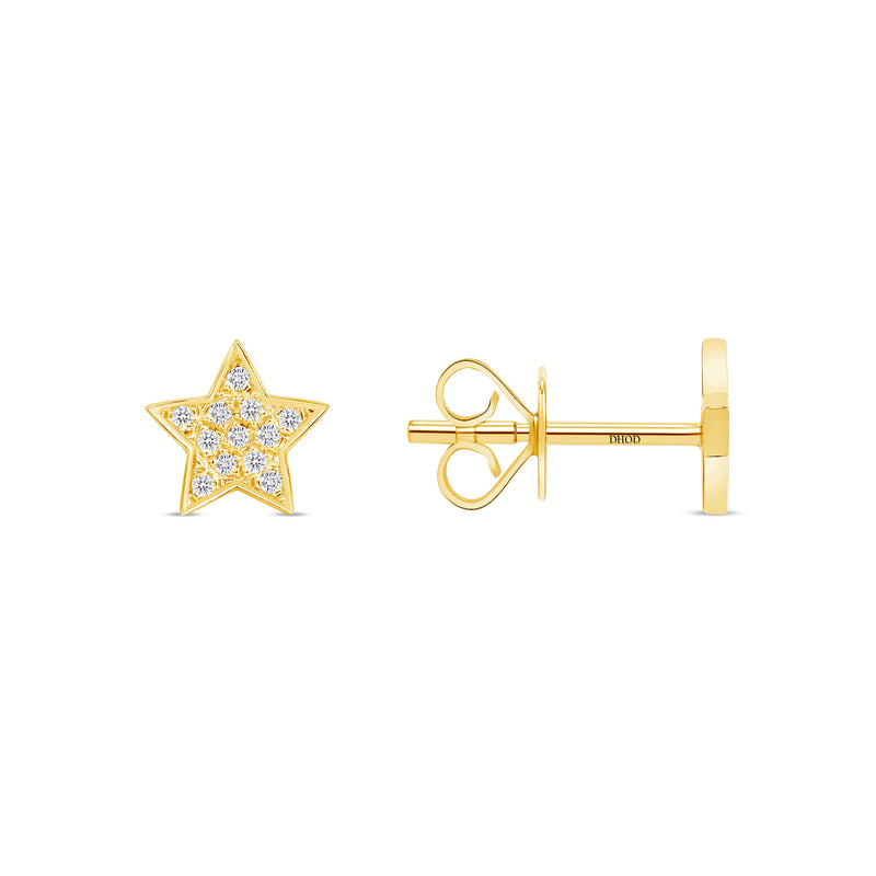 14k Gold Star Pavé Diamond Stud Earrings