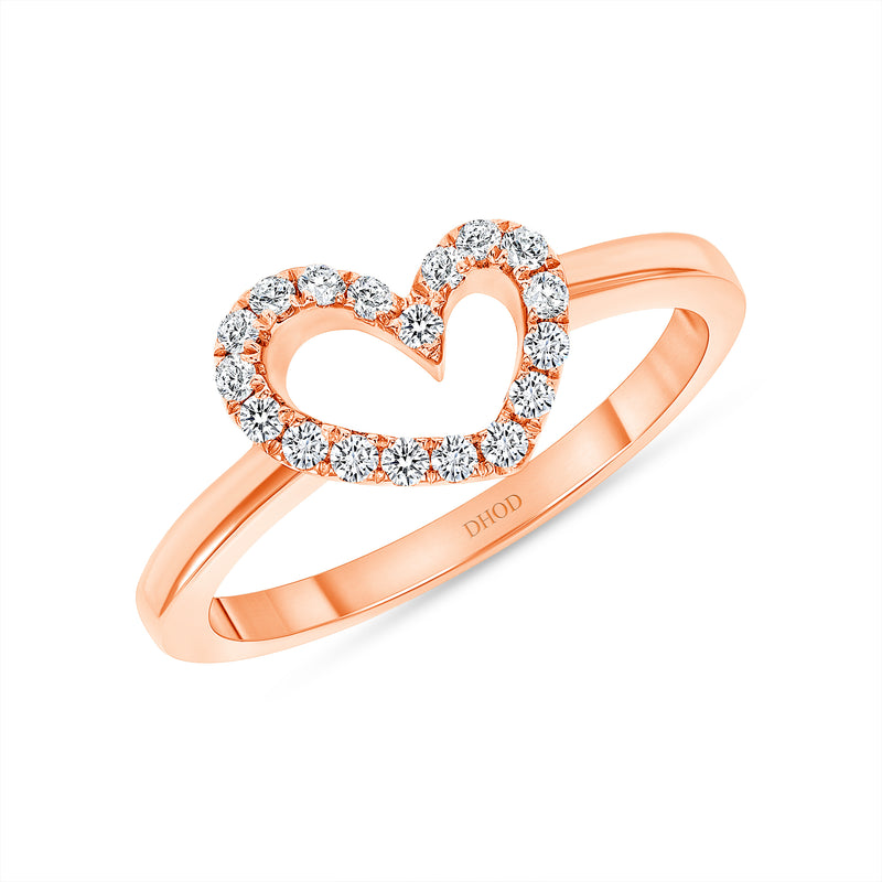 Gold Diamond Open Heart Ring
