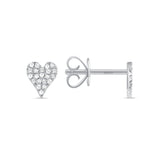 14K Gold Heart Pavé Diamond Stud Earrings