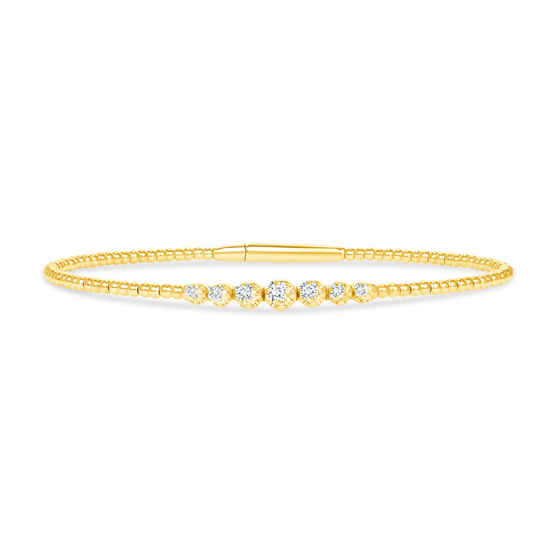 14k Gold Bubble 5-Round Diamond Bangle