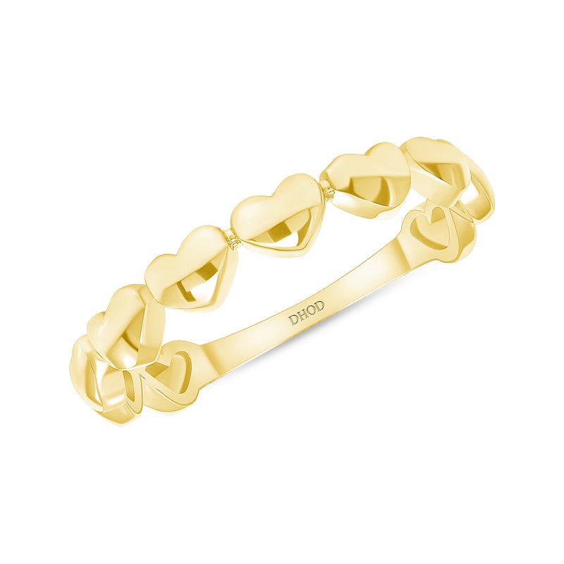 14K Gold Heart Bubble Band