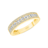 14K Gold Diamond Baguette and Round Wedding Band