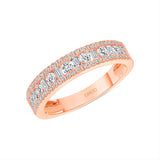 14K Gold Diamond Baguette and Round Wedding Band