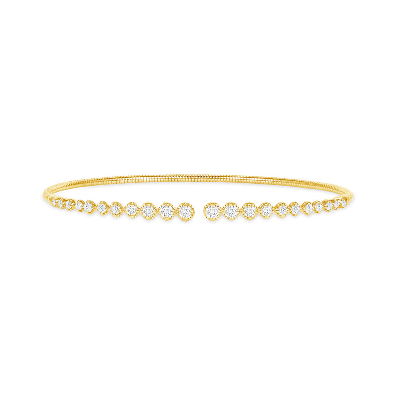 14K Gold Open Round Diamond Bangle