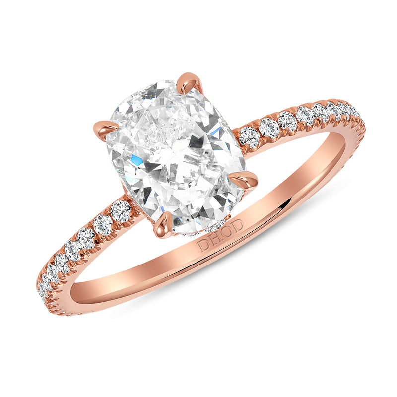 14K Gold Diamond Underhalo with 1.50ct Forever One Moissanite Engagement Ring