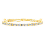 14K Gold Large Adjustable Diamond Tennis  Bracelet